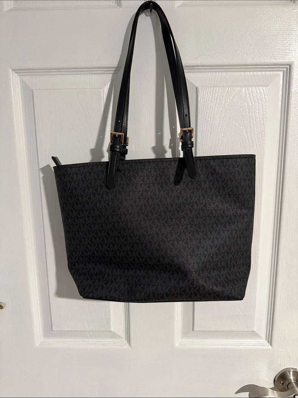 Michael Kors Black Logo Tote with Gold Hardware